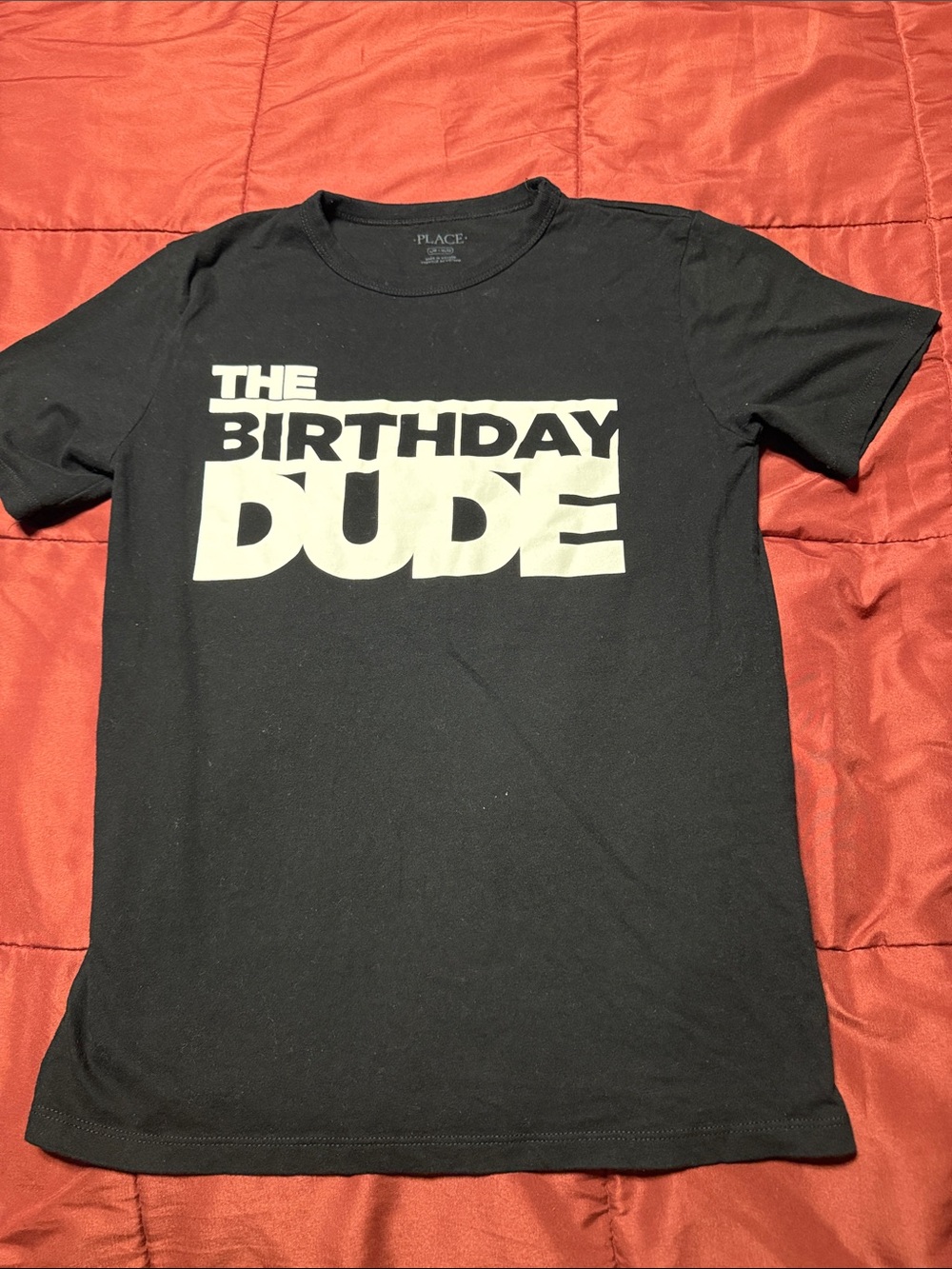 The Children's Place Black Tee with White "BIRTHDAY DUDE" Graphic